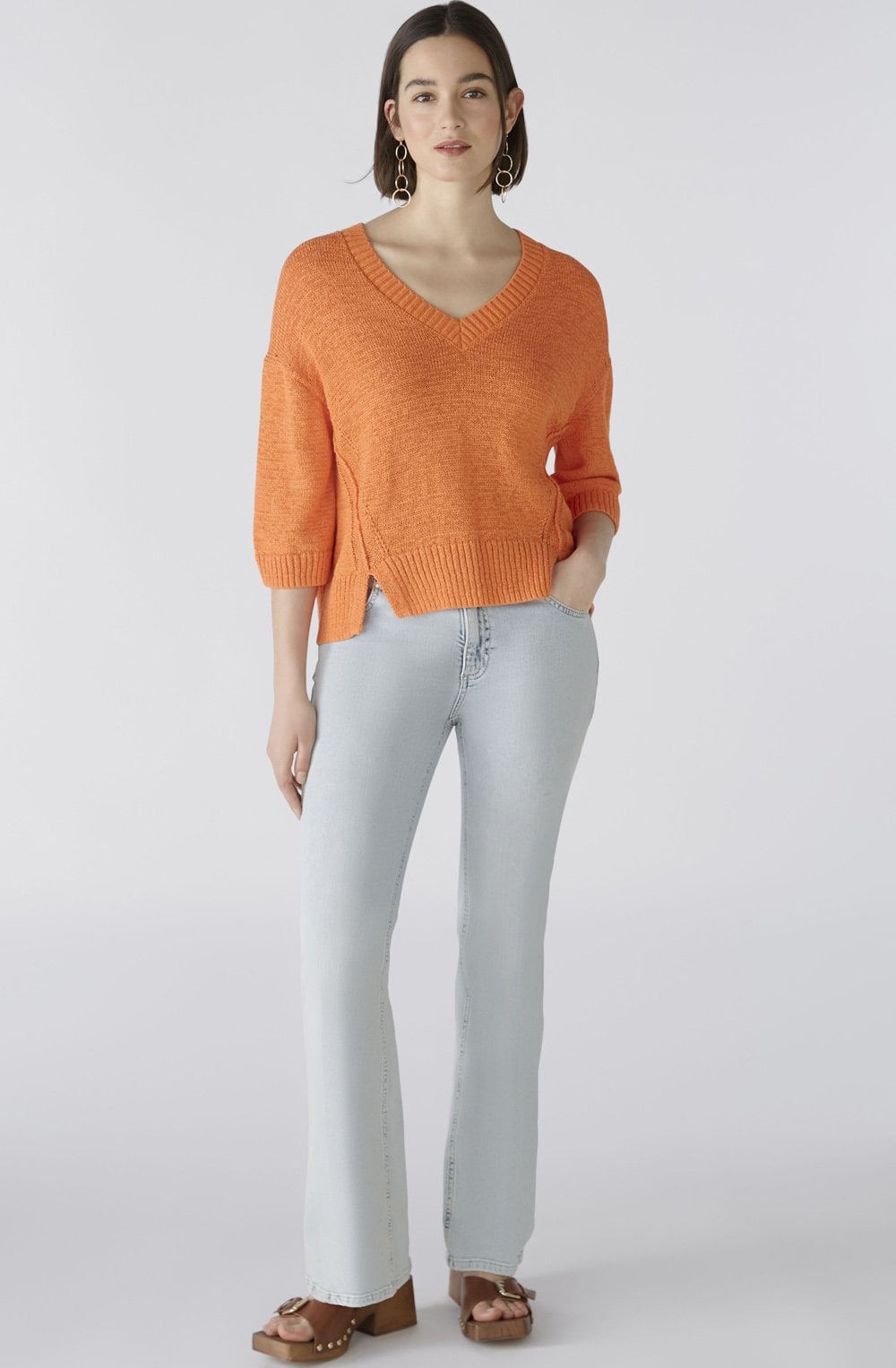 Vermillion Orange Ribbon Knitted Top