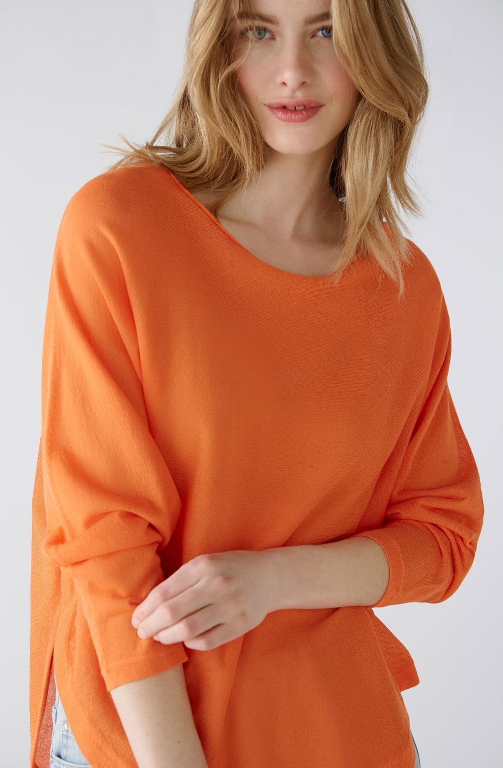 Vermillion Orange Rounded Hem Jumper