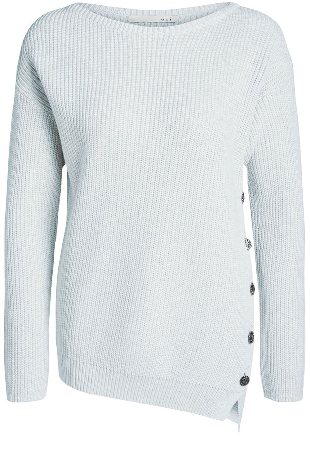Very Light Grey Ribbed Knit Jumper