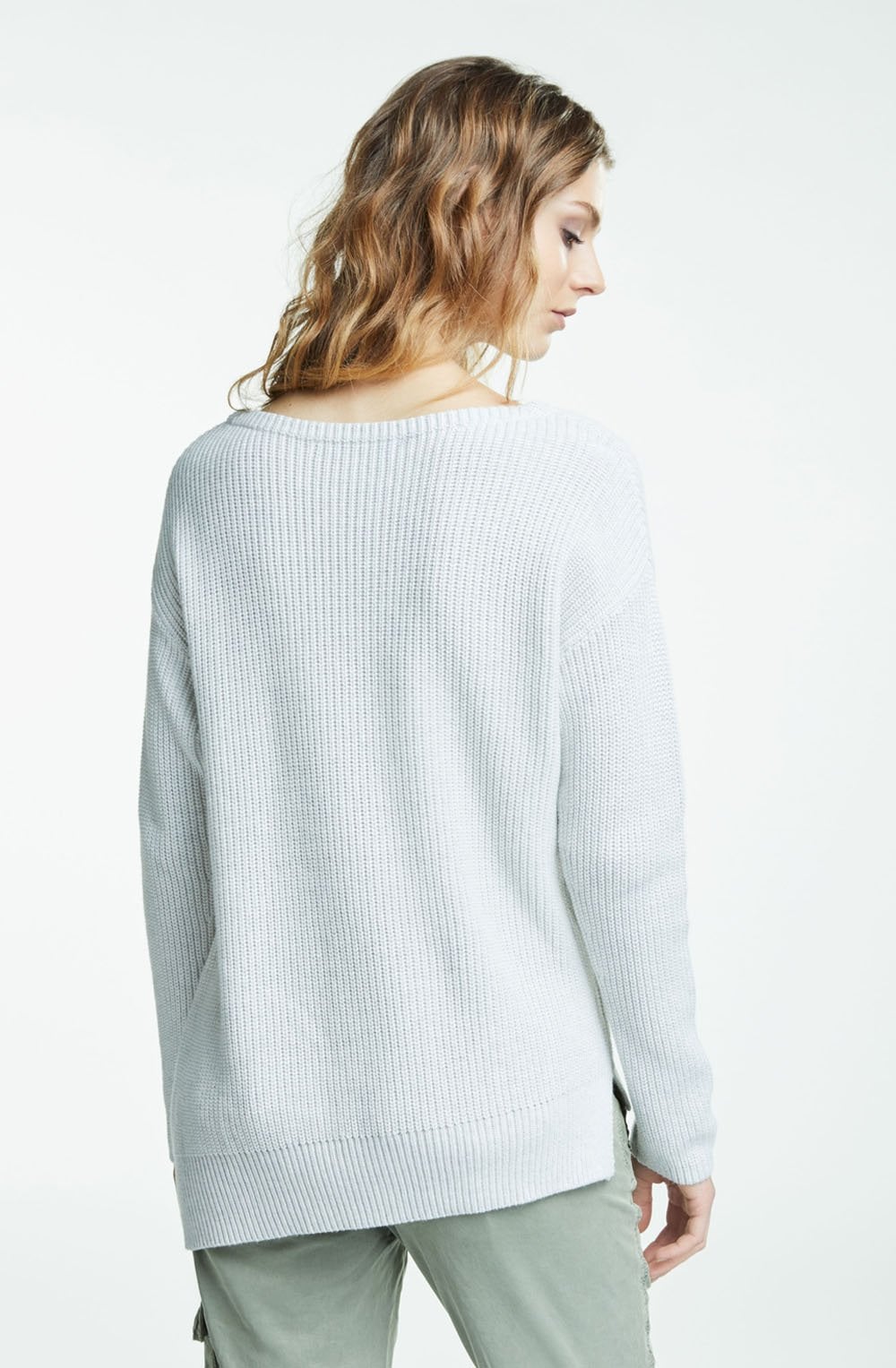 Very Light Grey Ribbed Knit Jumper