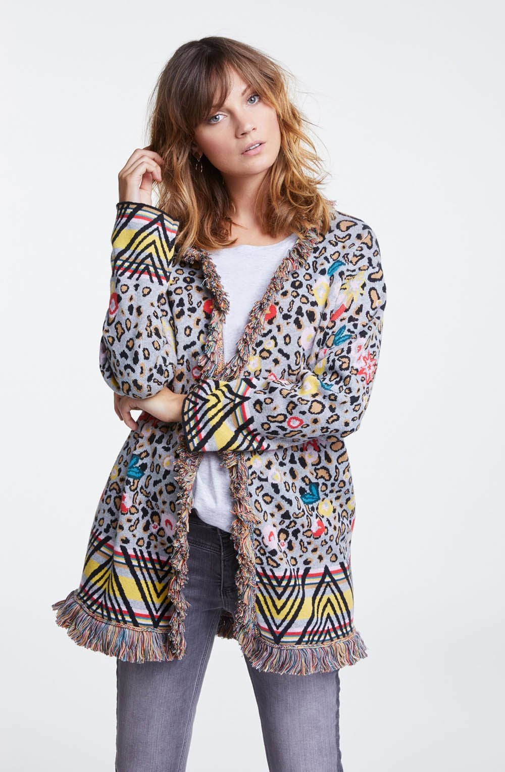 Vibrant Leopard Print Cardigan
