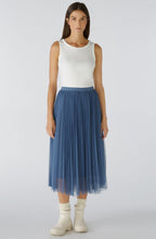 Vintage Indigo Mesh Pleated Midi Skirt