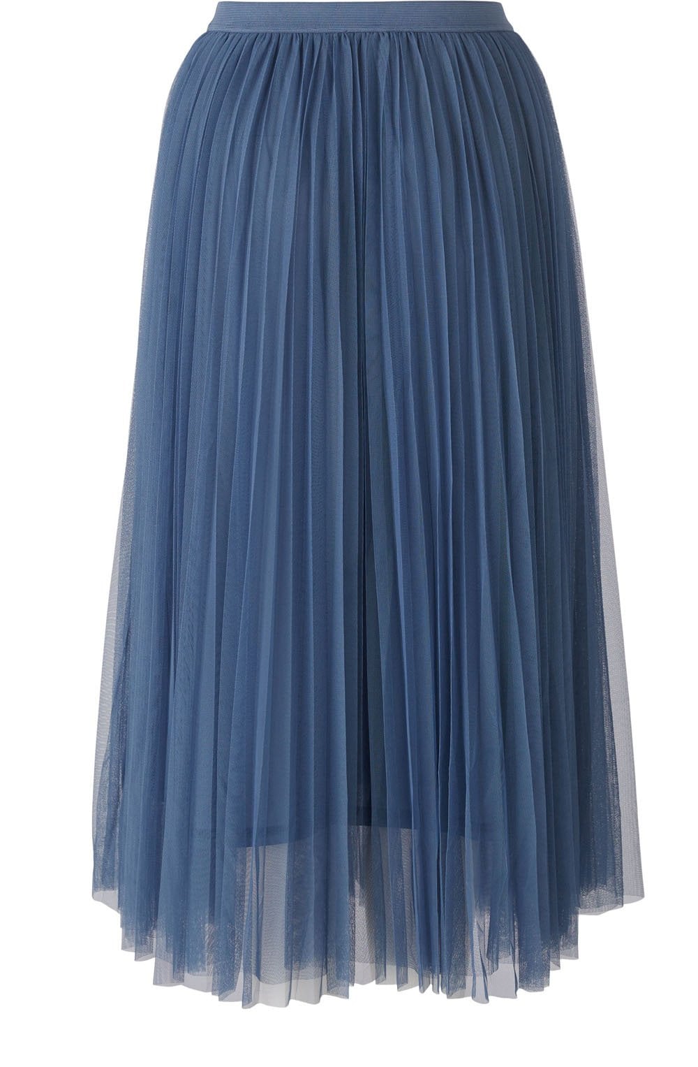 Vintage Indigo Mesh Pleated Midi Skirt