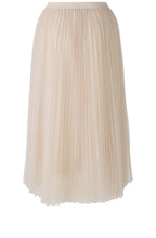 Vintage Off White Mesh Pleated Midi Skirt