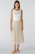 Vintage Off White Mesh Pleated Midi Skirt
