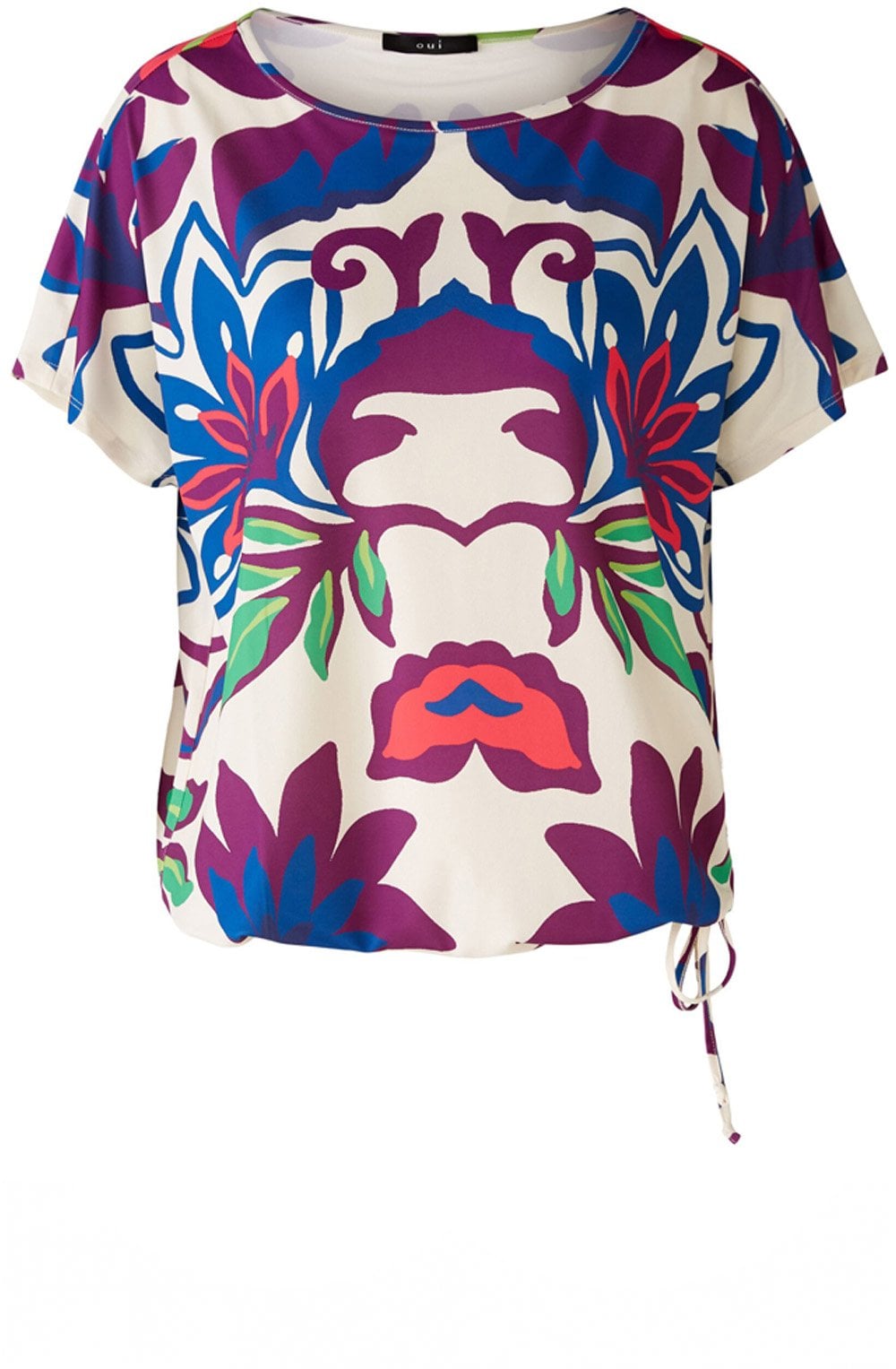 Violet Floral Drawstring Blouse