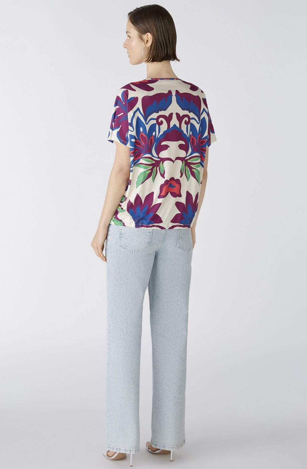 Violet Floral Drawstring Blouse