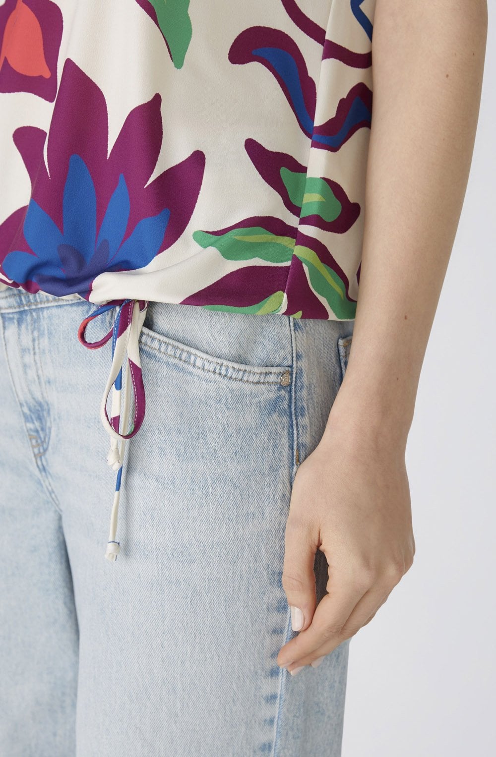 Violet Floral Drawstring Blouse