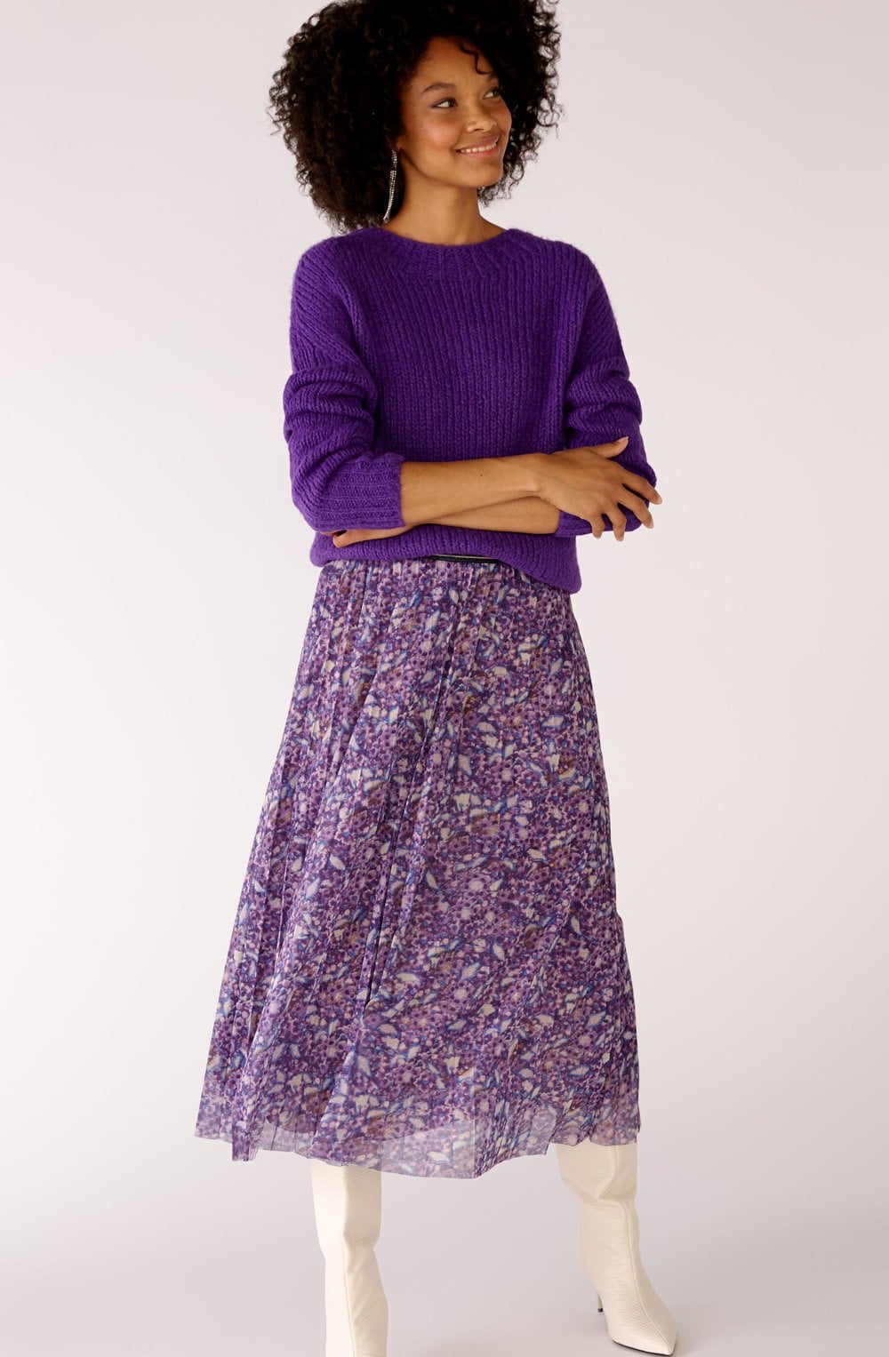 Violet Semi Sheer Pleated Skirt