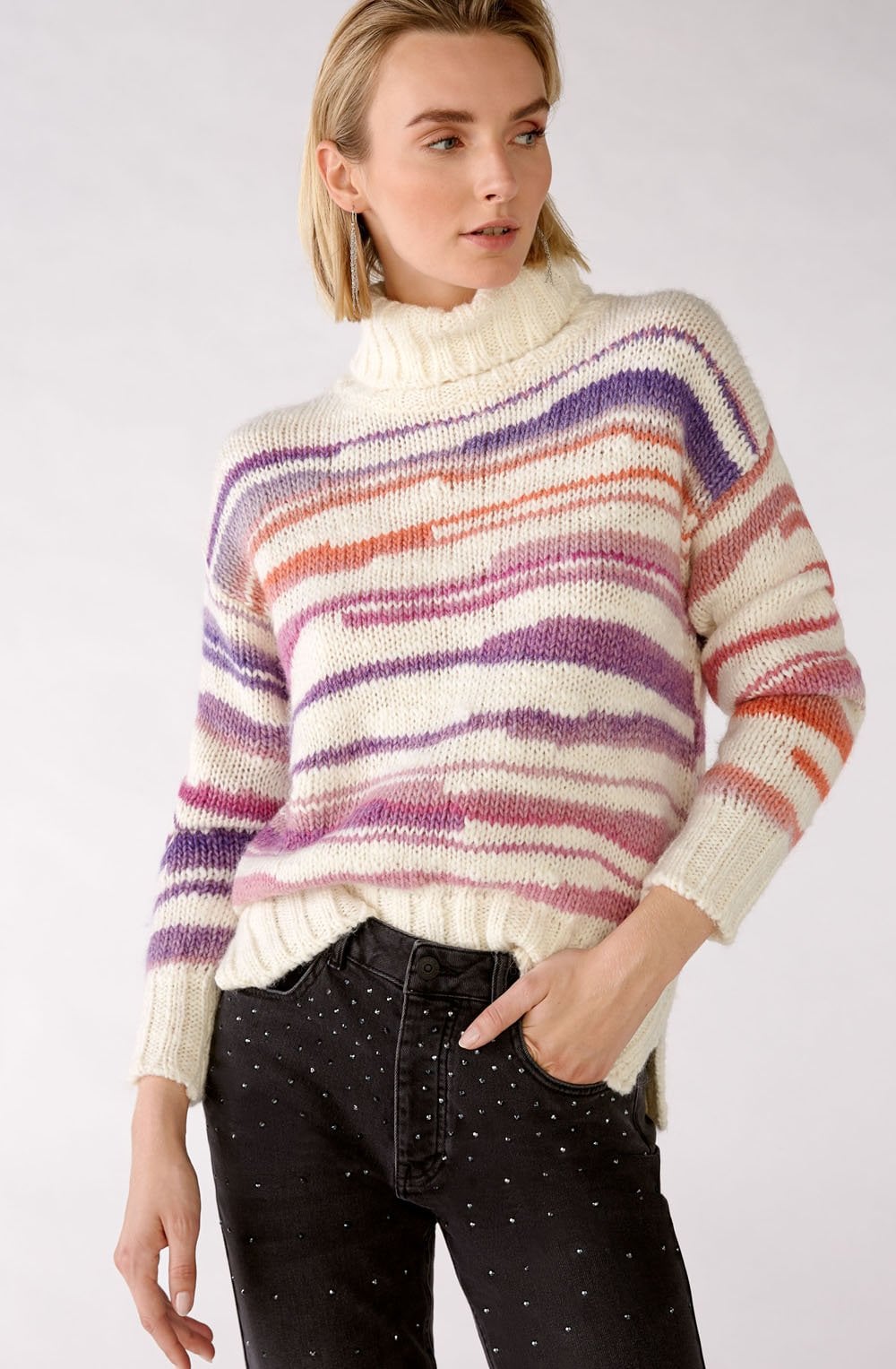 Violet Striped Chunky Knit Jumper