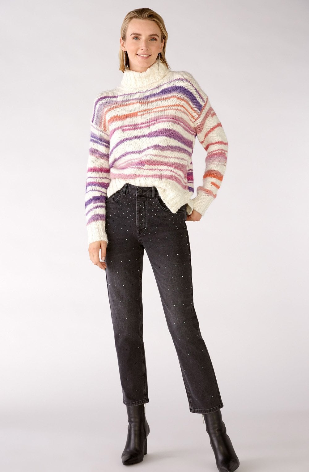 Violet Striped Chunky Knit Jumper