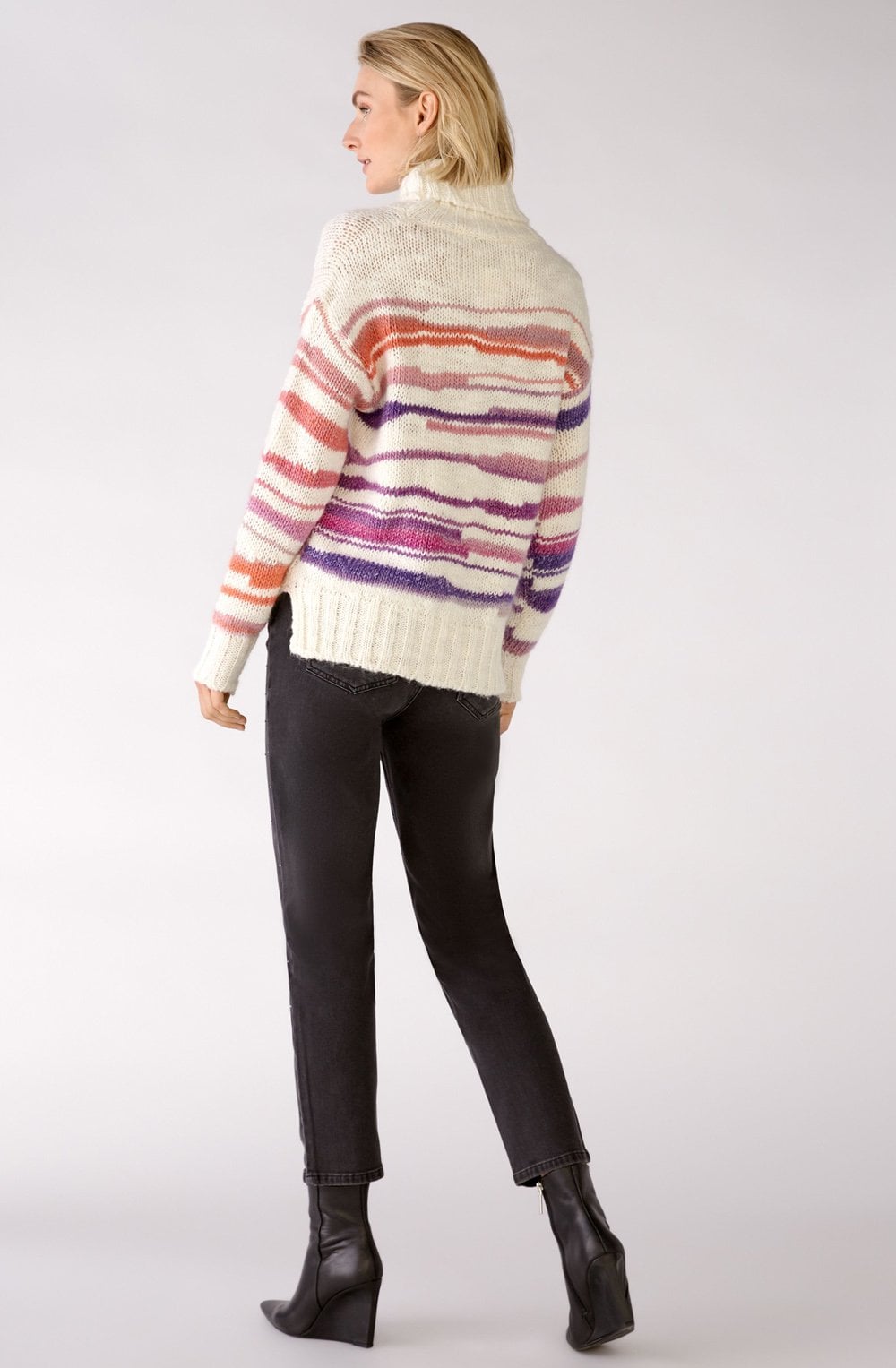 Violet Striped Chunky Knit Jumper
