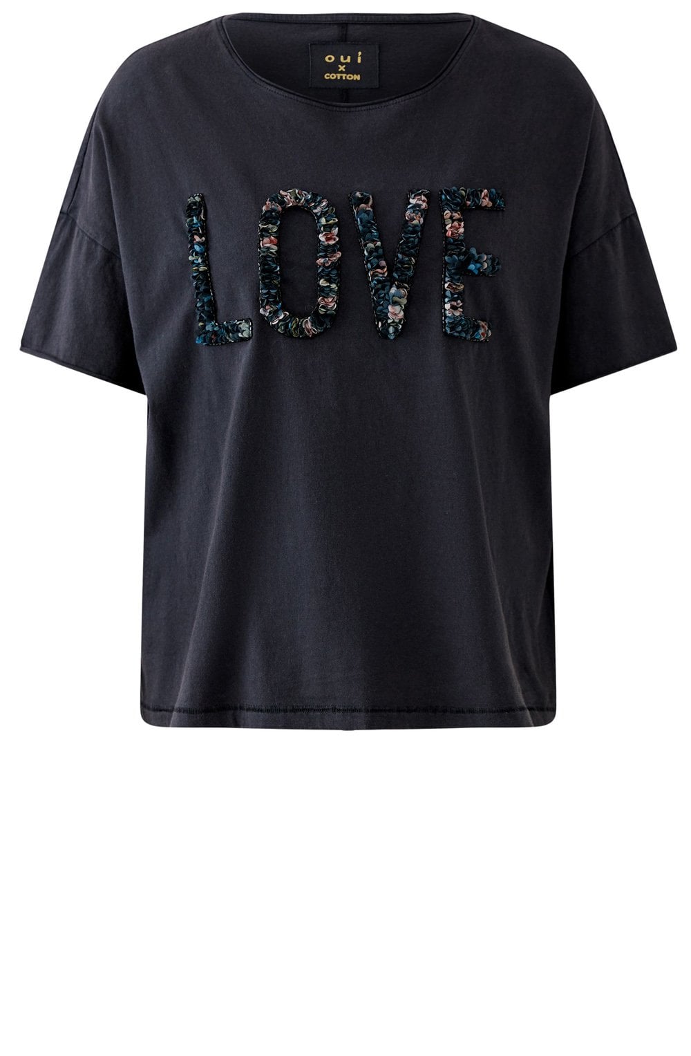 Washed Out Black Floral Love T Shirt