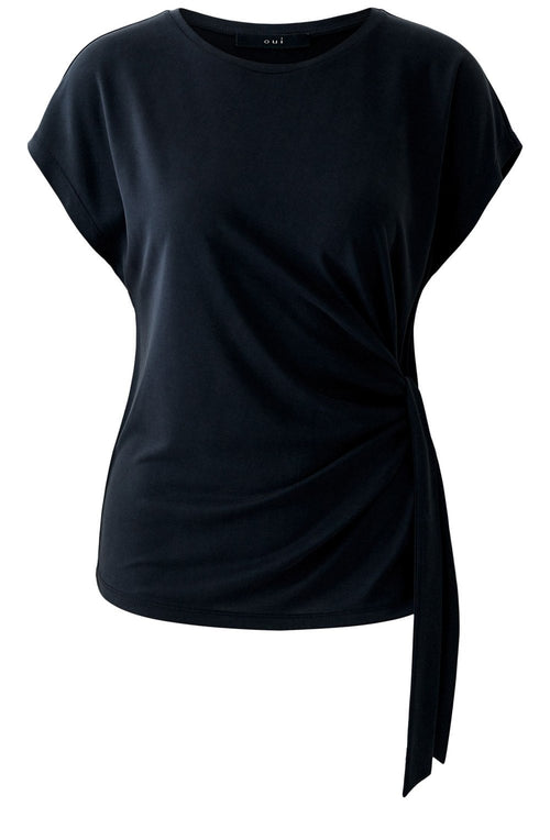 Washed Out Black Knotted T-Shirt