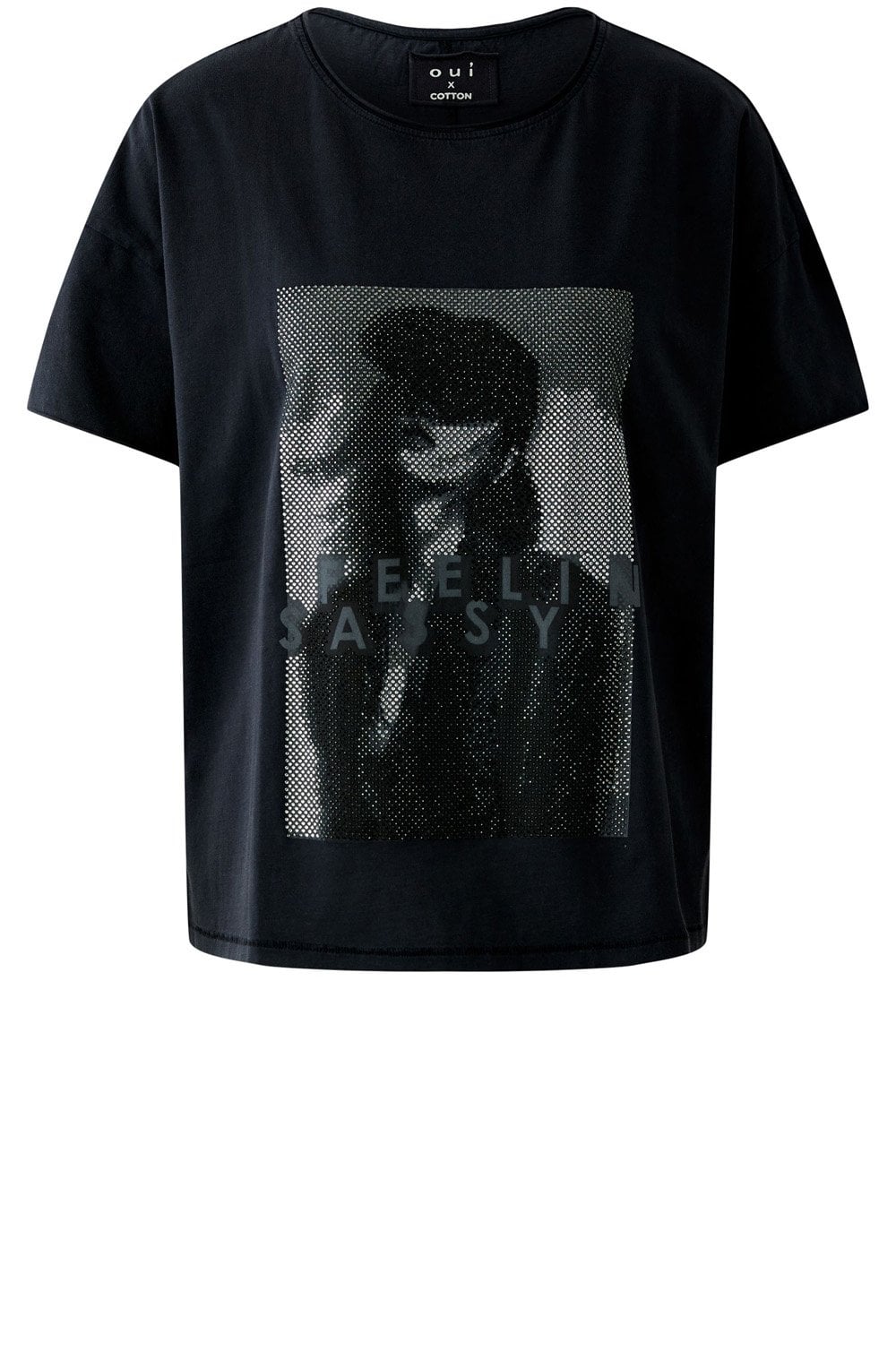 Washed Out Black Shimmering Rock Style T-Shirt