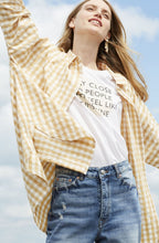 White and Beige Checked Shirt
