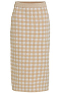 White and Beige Checked Skirt
