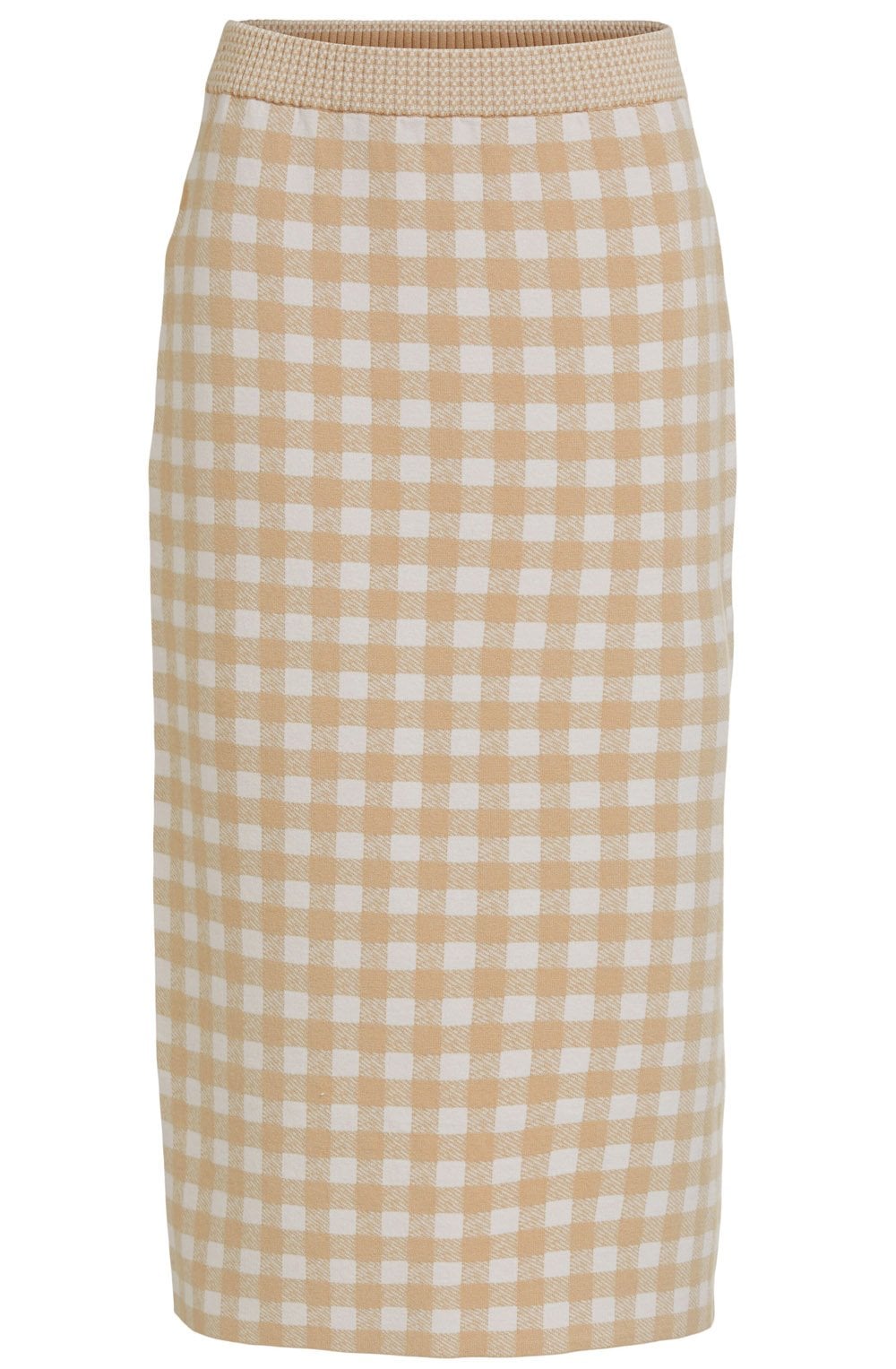 White and Beige Checked Skirt