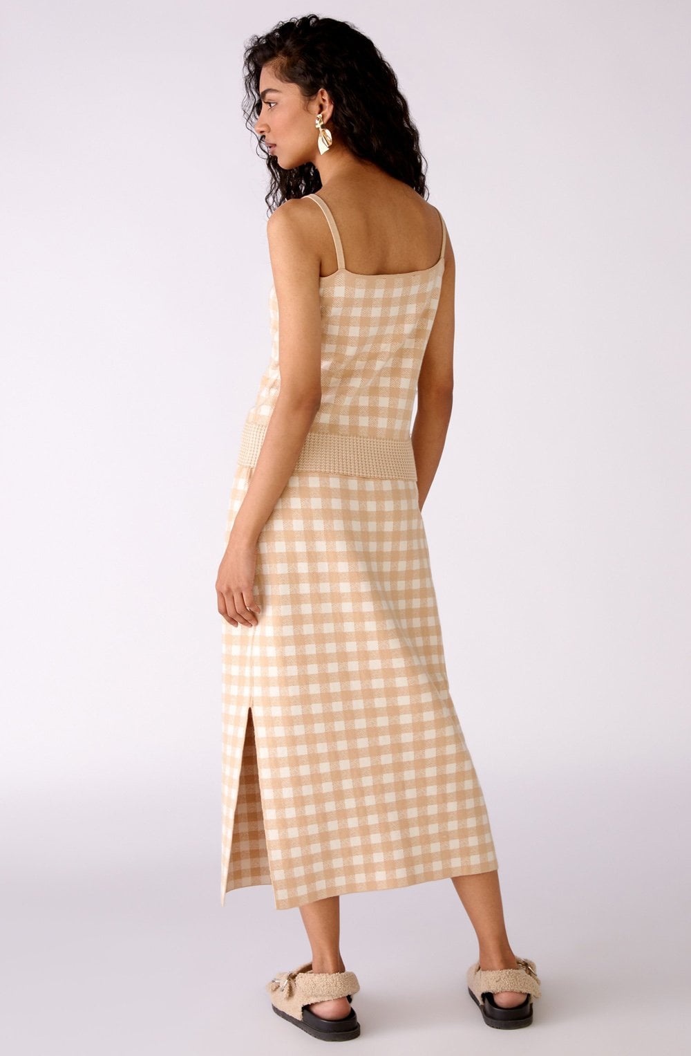 White and Beige Checked Skirt