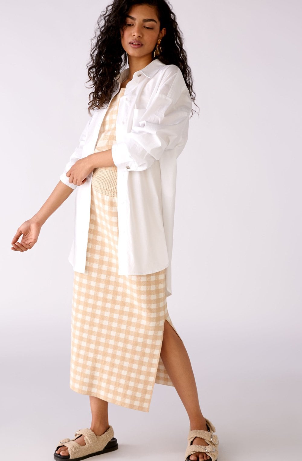 White and Beige Checked Skirt