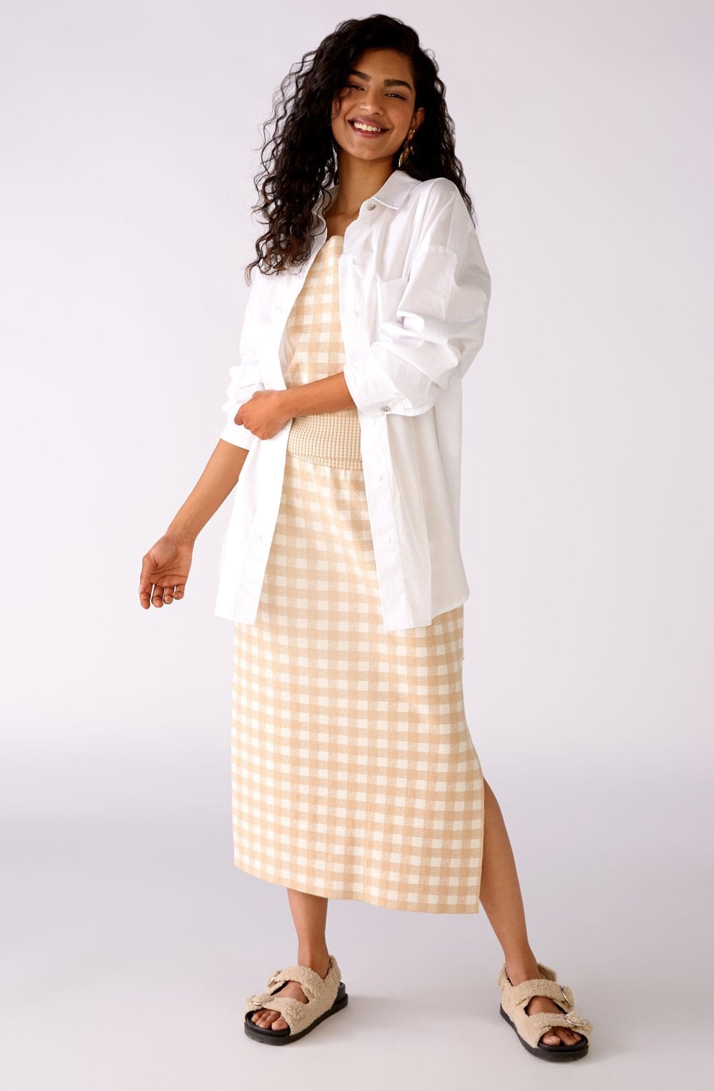 White and Beige Checked Skirt