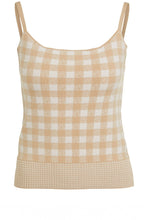 White and Beige Checked Tank Top