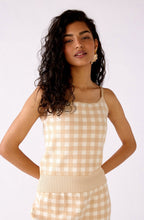 White and Beige Checked Tank Top