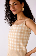 White and Beige Checked Tank Top