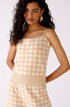 White and Beige Checked Tank Top