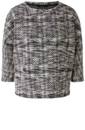 White and Black Boucle Textured Short Sleeve Top