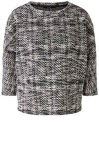 White and Black Boucle Textured Short Sleeve Top