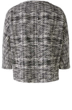 White and Black Boucle Textured Short Sleeve Top