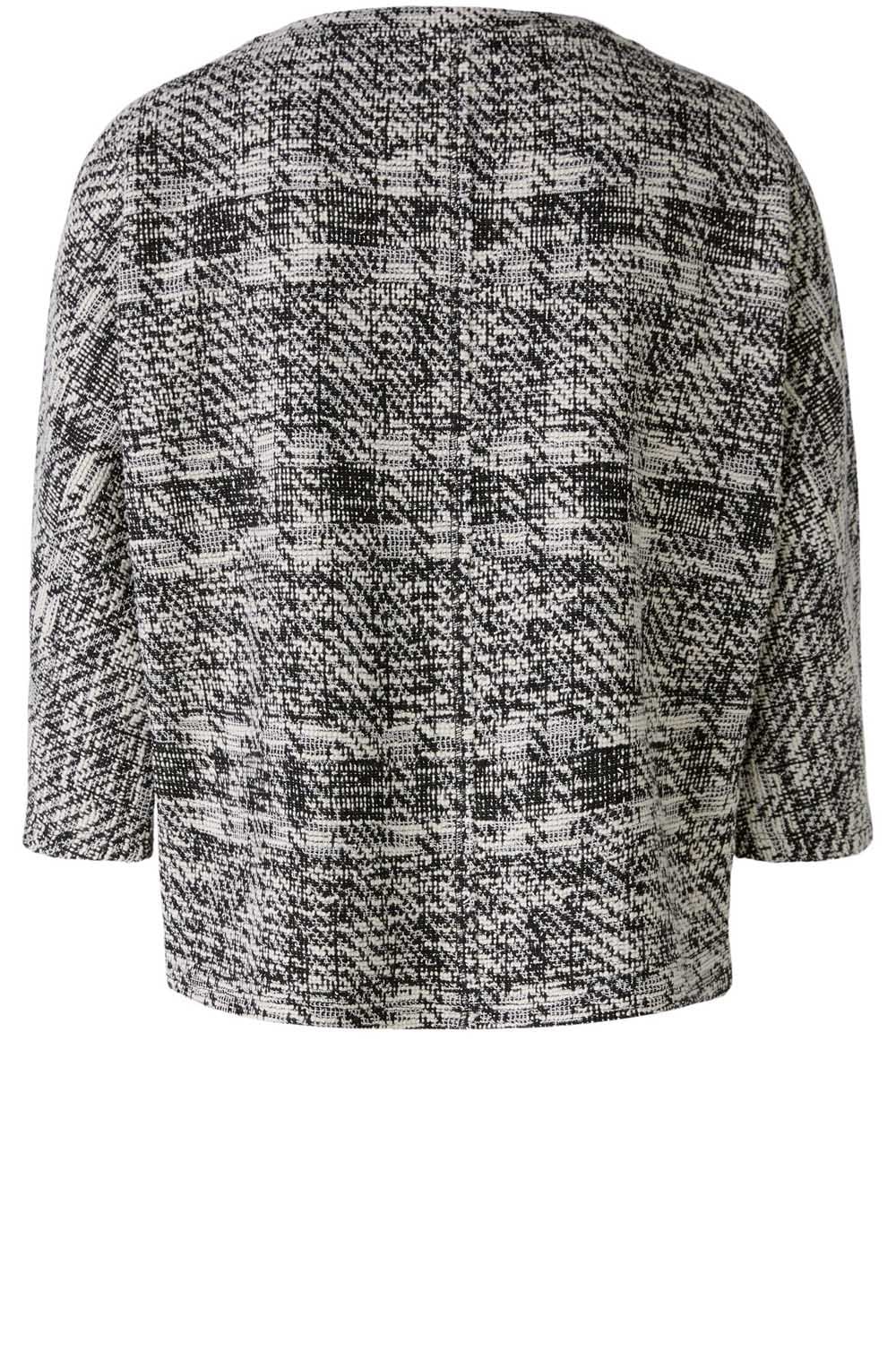 White and Black Boucle Textured Short Sleeve Top