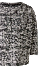White and Black Boucle Textured Short Sleeve Top