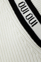 White and Black Statement V Neck Jumper