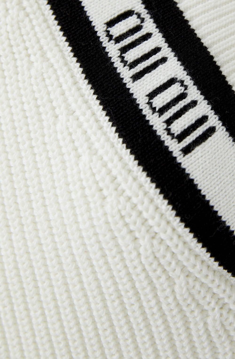 White and Black Statement V Neck Jumper