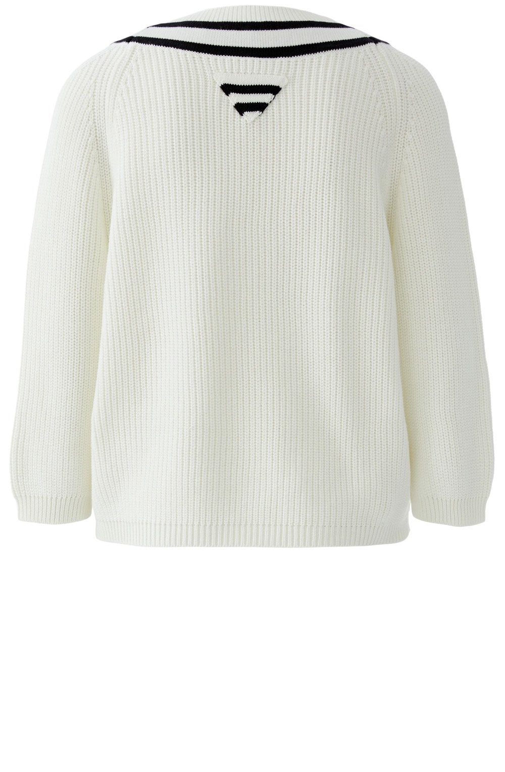 White and Black Statement V Neck Jumper
