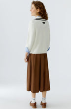 White and Black Statement V Neck Jumper