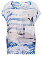 White and Blue Beach Scenes Blouse