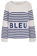 White and Blue Bleu Slogan Jumper