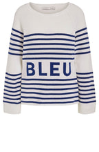 White and Blue Bleu Slogan Jumper