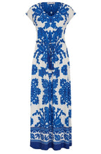 White and Blue Bold Print Dress