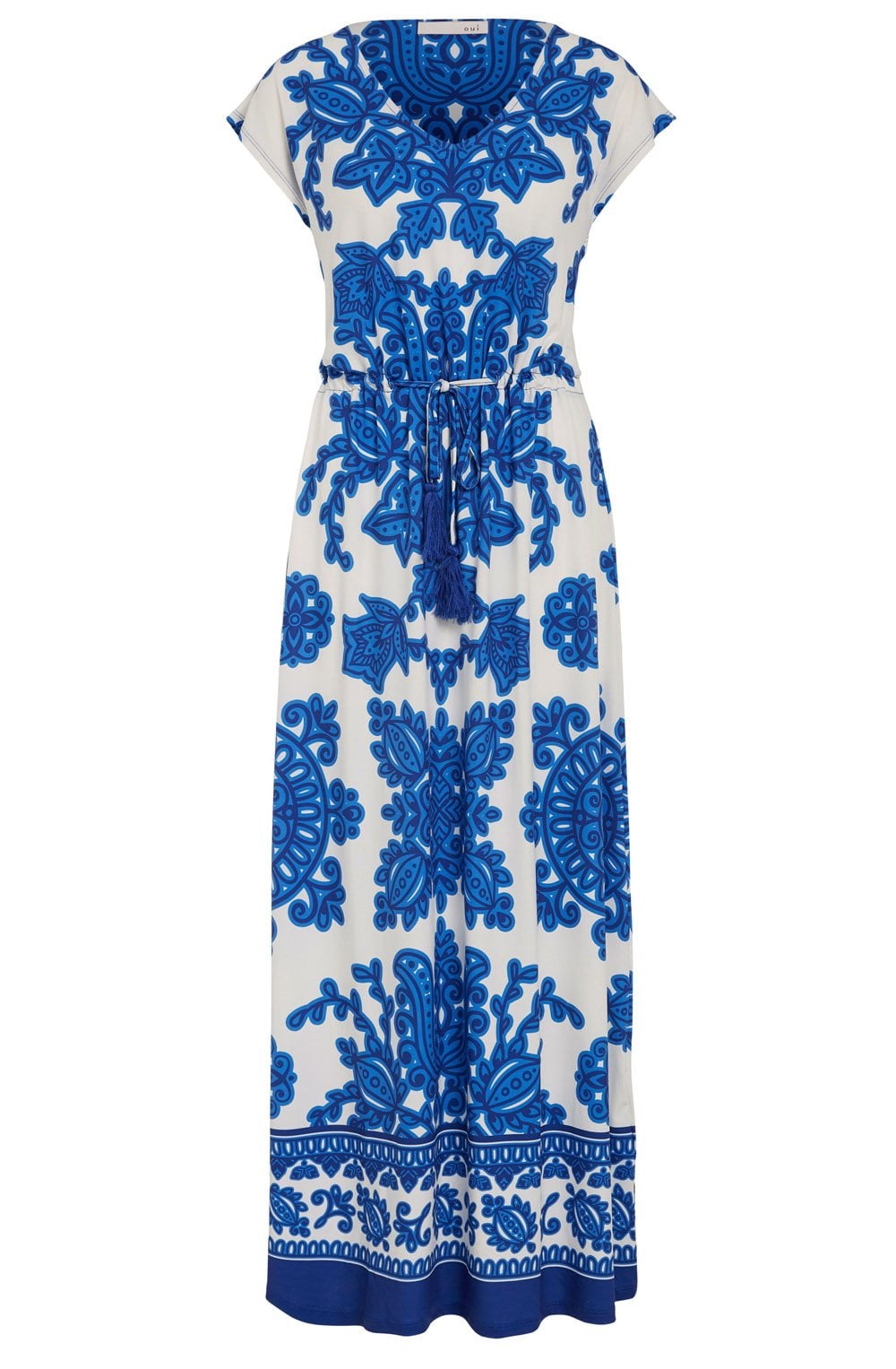 White and Blue Bold Print Dress