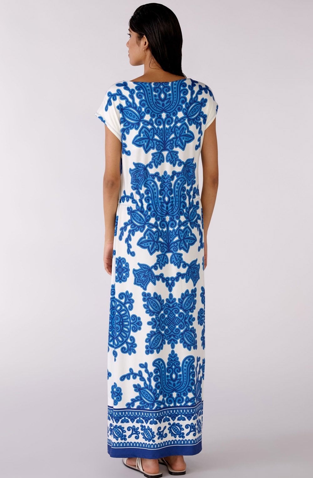 White and Blue Bold Print Dress