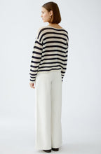 White and Blue Contrast Knit Floral Jumper