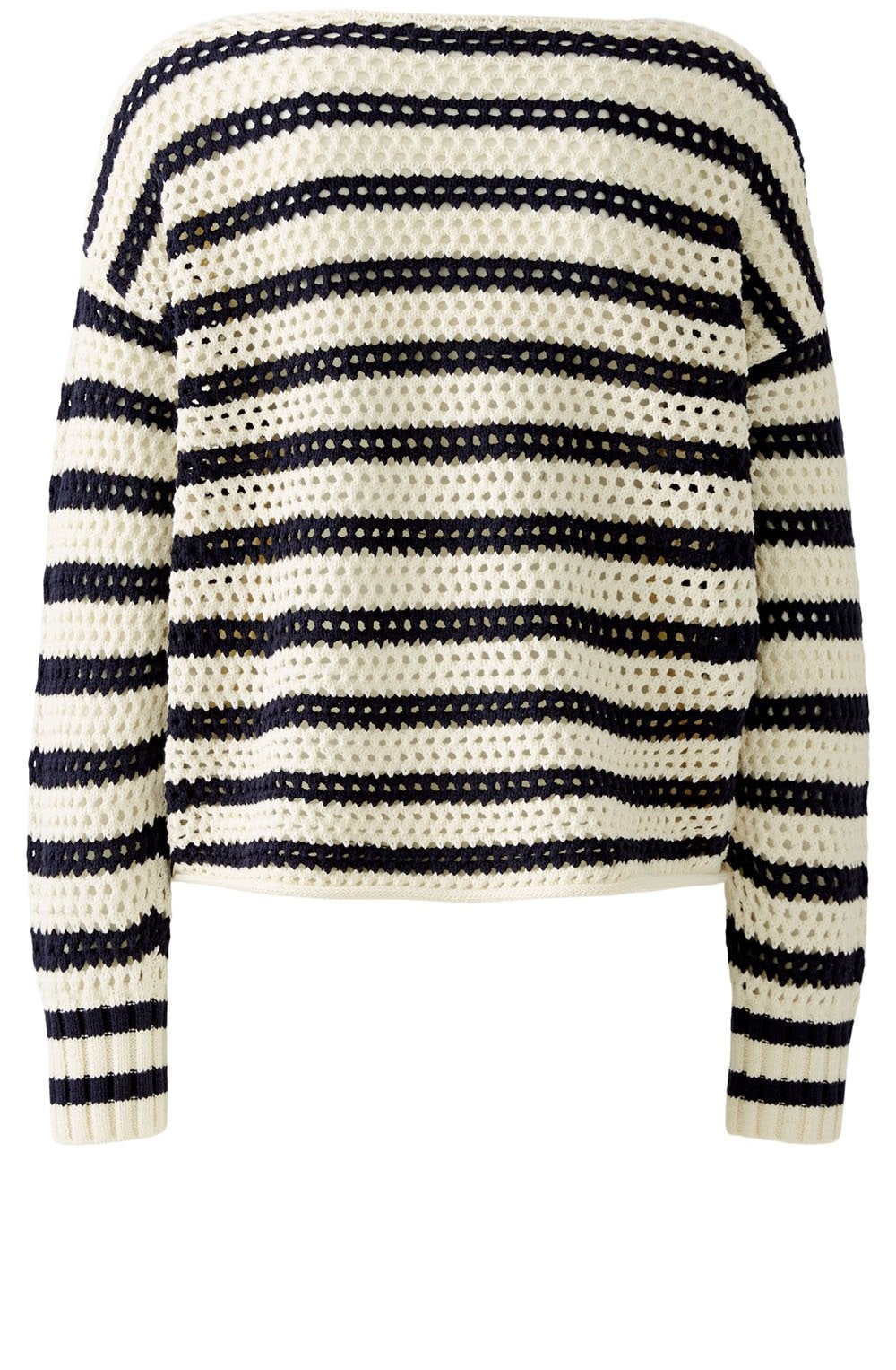 White and Blue Contrast Knit Floral Jumper