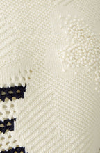 White and Blue Contrast Knit Floral Jumper