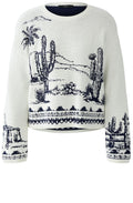 White and Blue Desert Jacquard Jumper