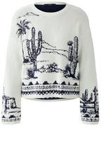 White and Blue Desert Jacquard Jumper