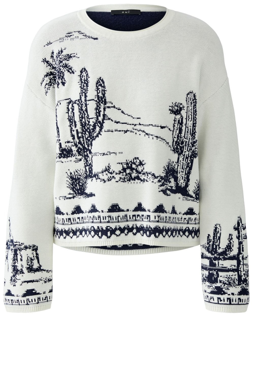 White and Blue Desert Jacquard Jumper